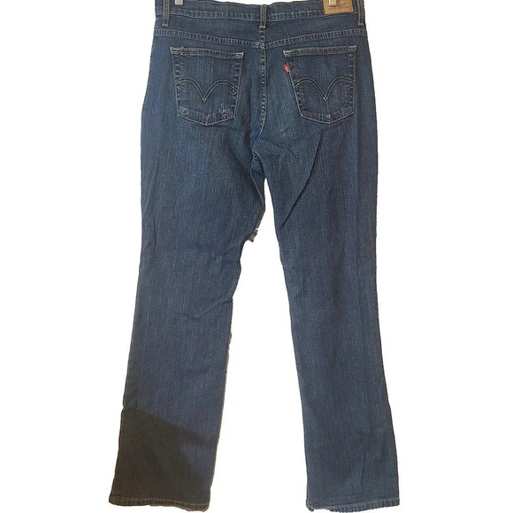 Levi's 550 Relaxed Fit Bootcut Denim Jeans Size 14 Long Blue Pockets Flaw - Picture 2 of 5